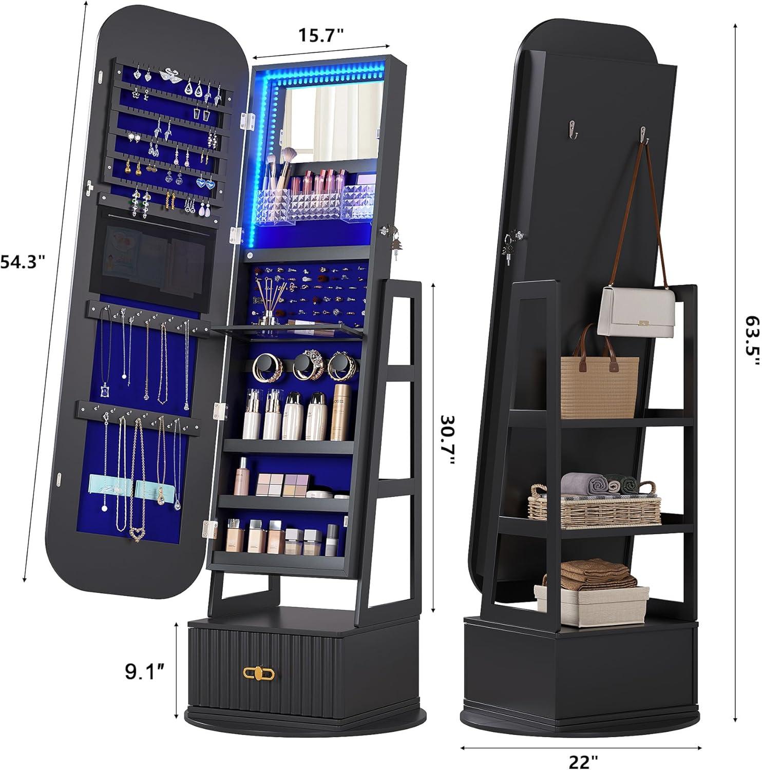 Our Review: 360° Swivel jewelry Organizer with Mirror & Lights