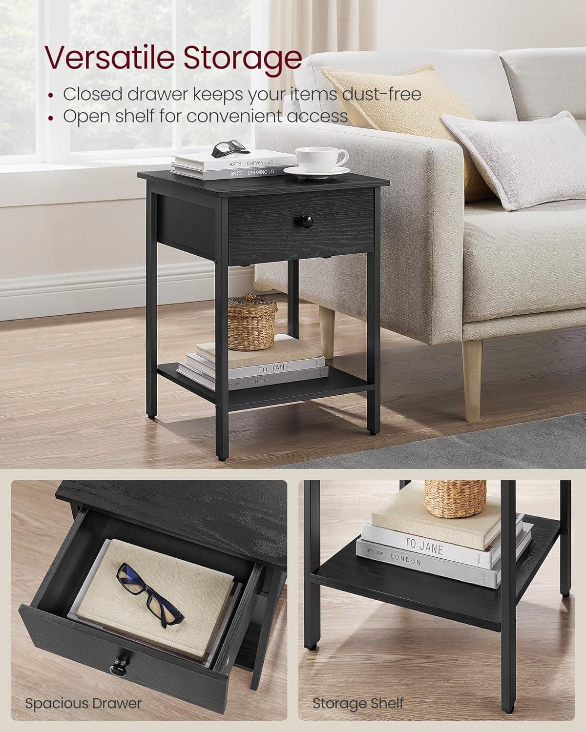 Our Honest Take on the⁢ VASAGLE ⁢Ebony Black Nightstand's Style &‍ Storage