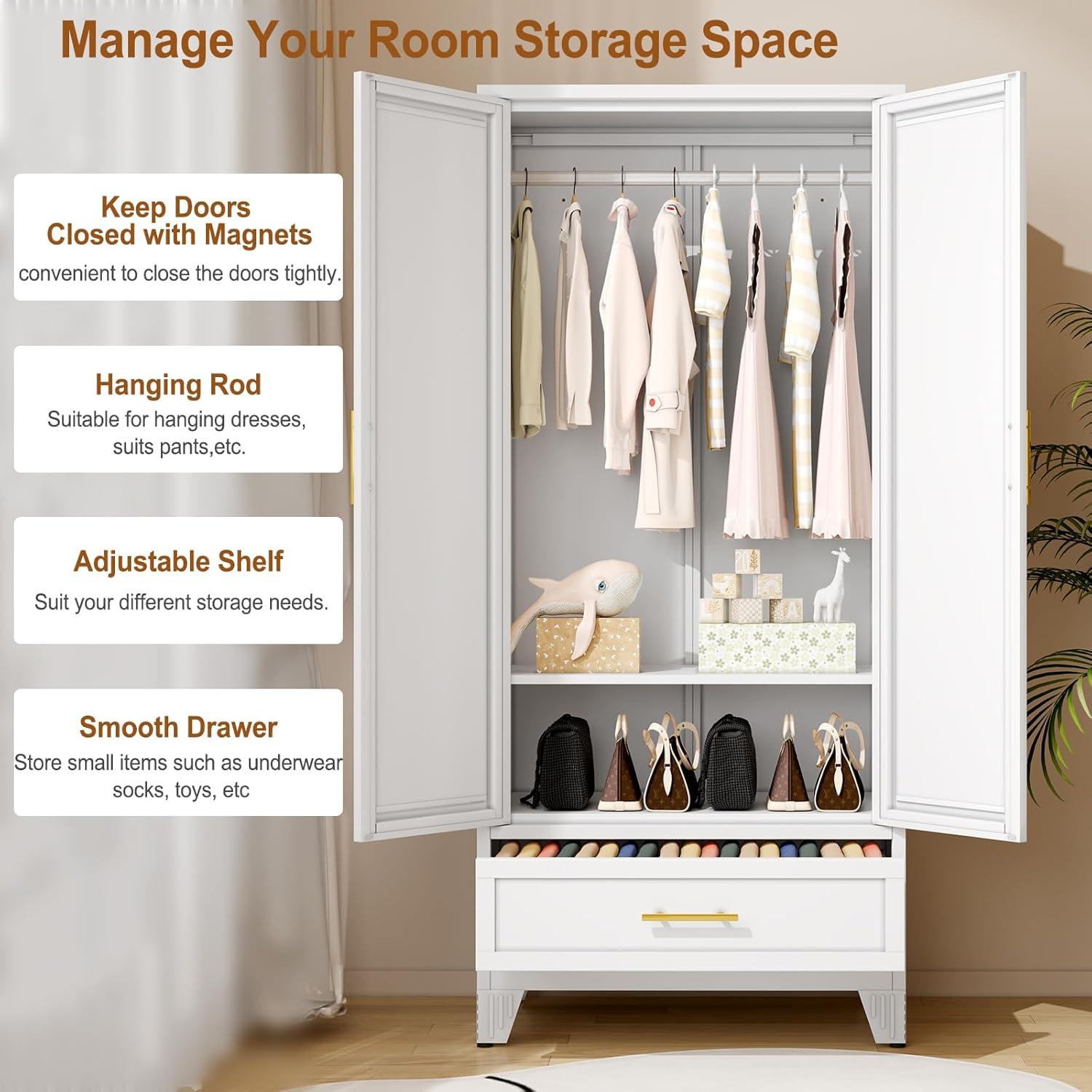 Our Take on ​the Sturdy Metal Armoire with Mirror & Storage