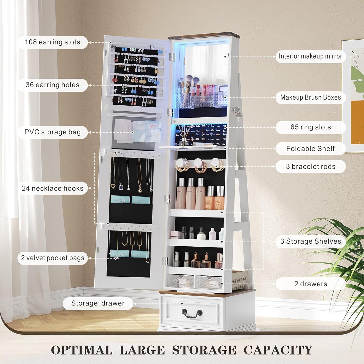 Our Take on the 360° Swivel Jewelry Organizer with Mirror & Lights