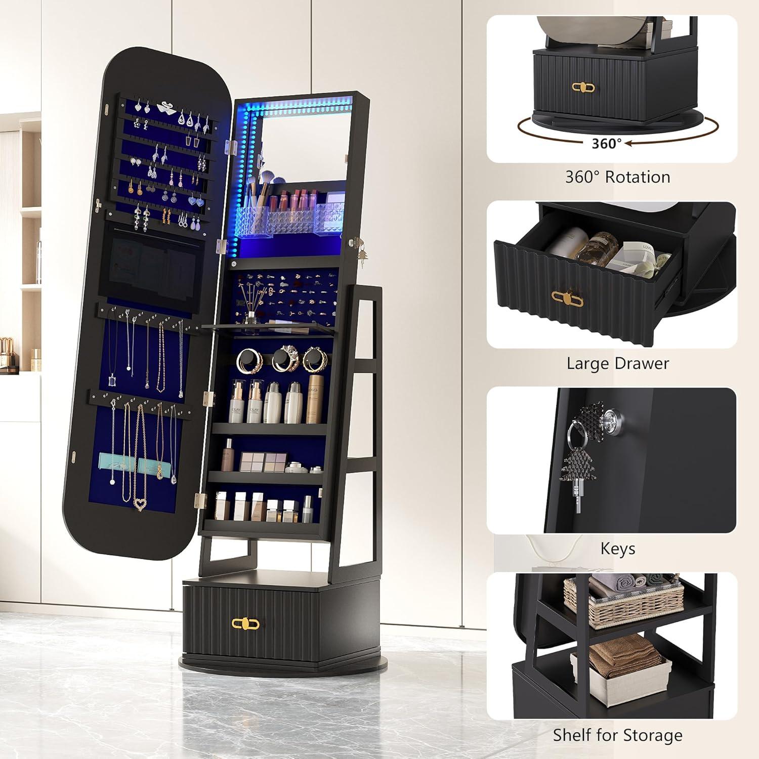 Our Review: 360° Swivel Jewelry organizer with Mirror & Lights