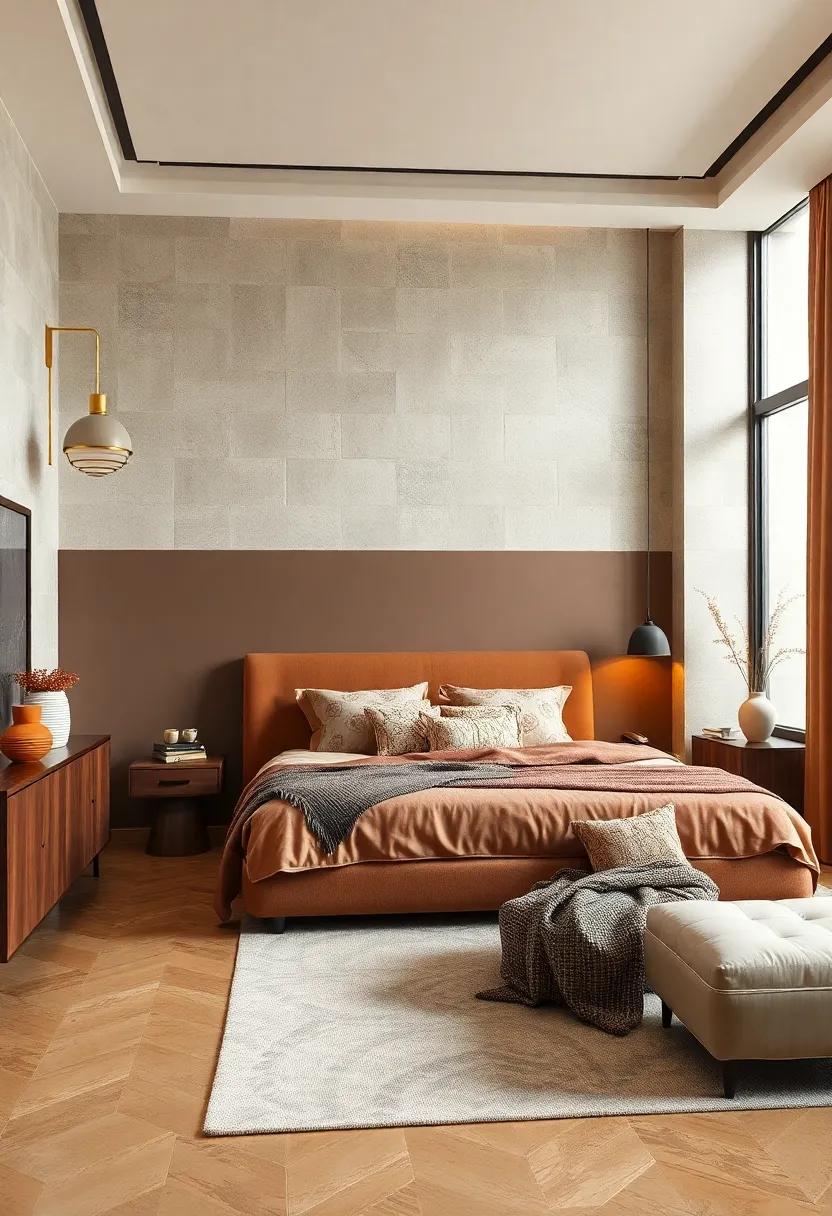 consider a duo-tone wall with a high-gloss finish on the bottom half and matte on the top for a chic, layered effect