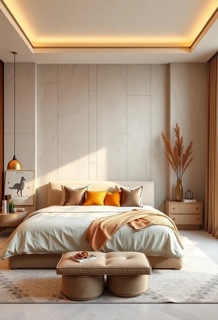 Opt for a soft gold-infused beige to elevate the room with a subtle, luxurious shimmer