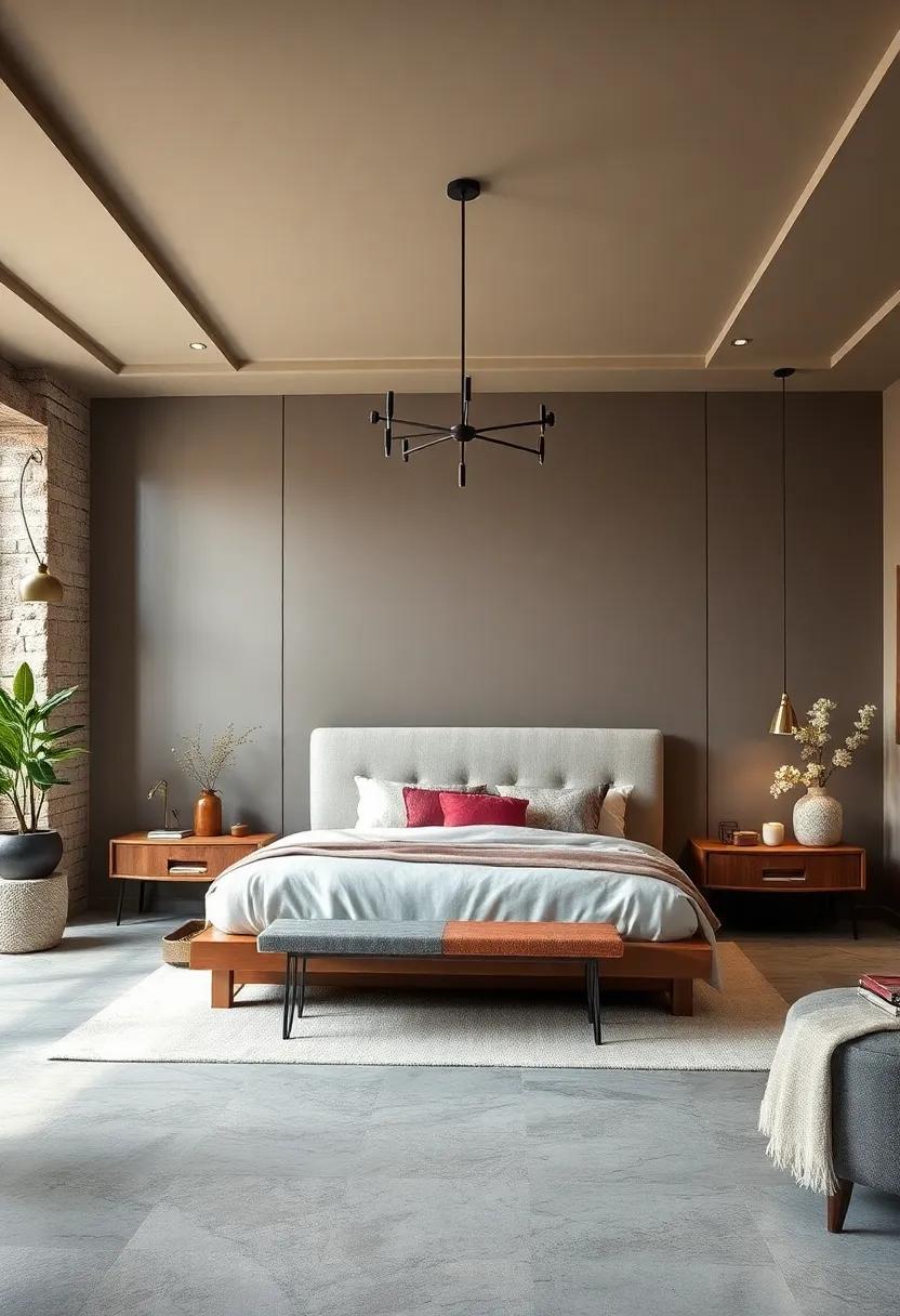 Paint your bedroom ceiling a shade darker than the walls to add depth and a cozy,enveloping feel