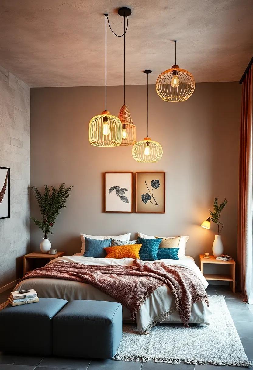 Bamboo Cage Pendants: Integrate bamboo cage-style pendant lights for airy, geometric shapes that play with shadows