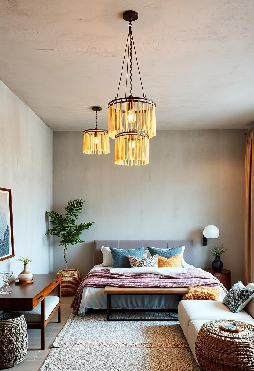 tassel Fringe chandeliers: Opt for chandeliers adorned with fringed tassels for bold texture and layered visual interest