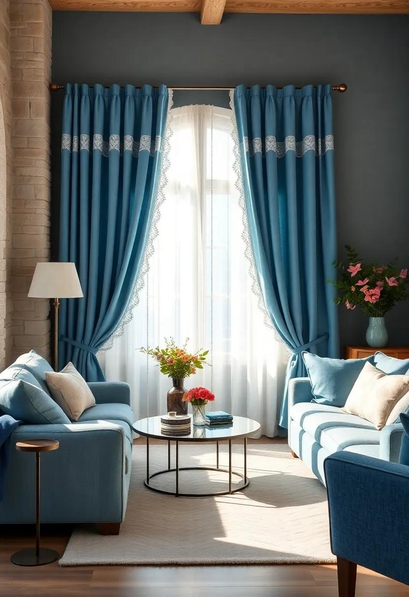 Layer various shades of blue textiles, such as velvet cushions and woven throws, to create a cozy atmosphere