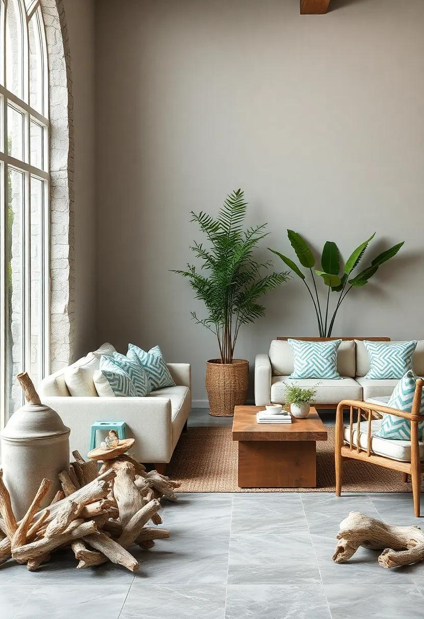 Driftwood Garden Borders: Line your garden paths or flower beds with driftwood to extend your seaside style outdoors