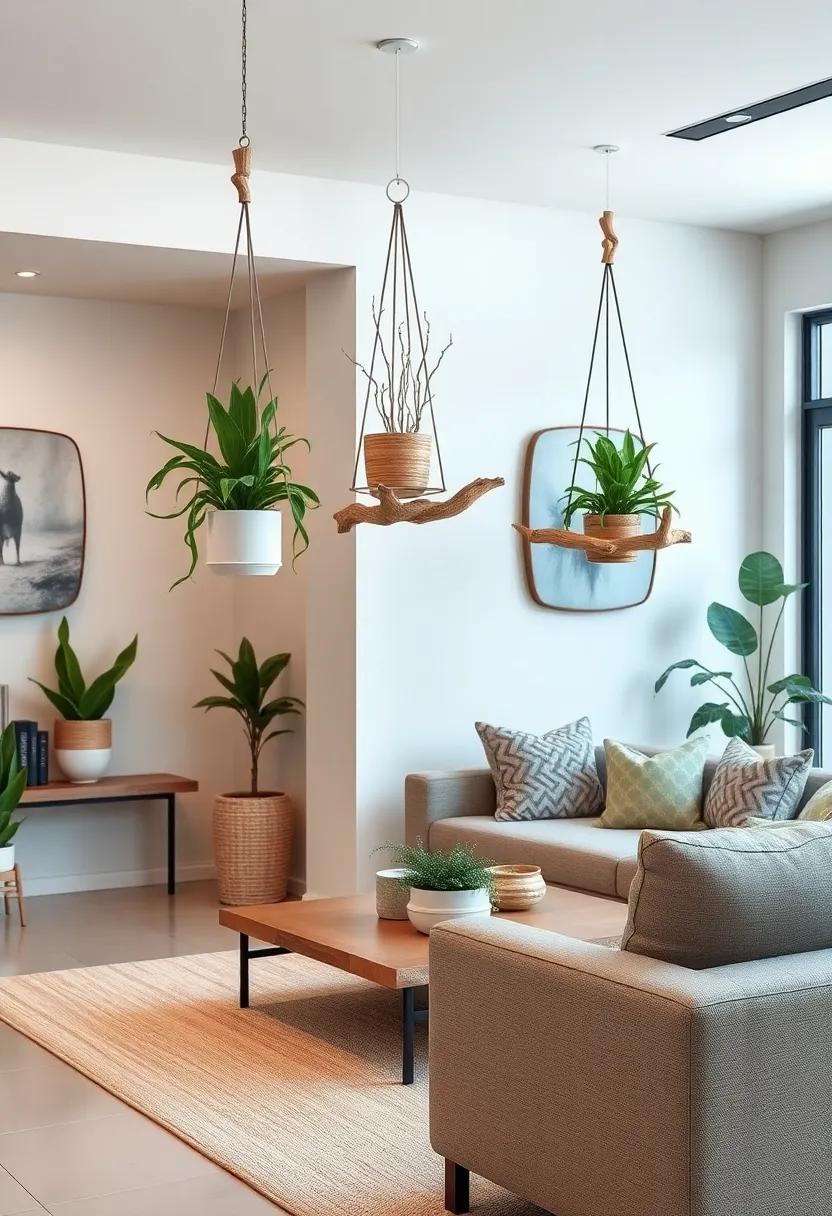 Driftwood Plant Holders: Suspend or mount driftwood to hold potted plants, enhancing your indoor garden with coastal elegance