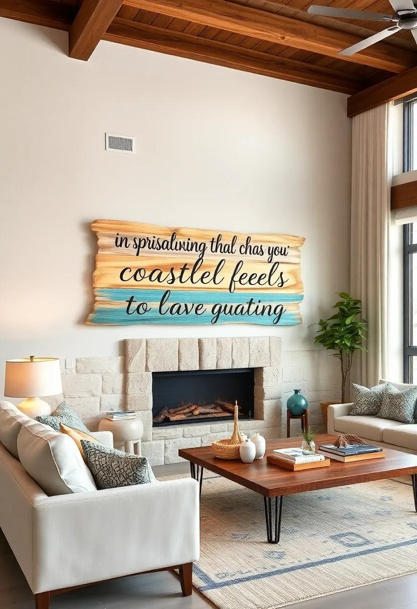 Personalized Driftwood Signs: Carve or paint inspirational coastal quotes on driftwood planks for customized wall decor