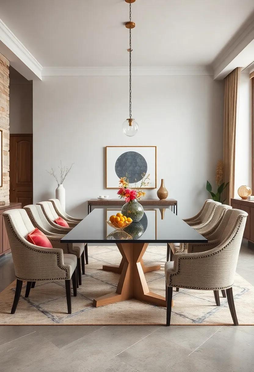 Classic Rectangular Table with Upholstered Chairs for Timeless Elegance