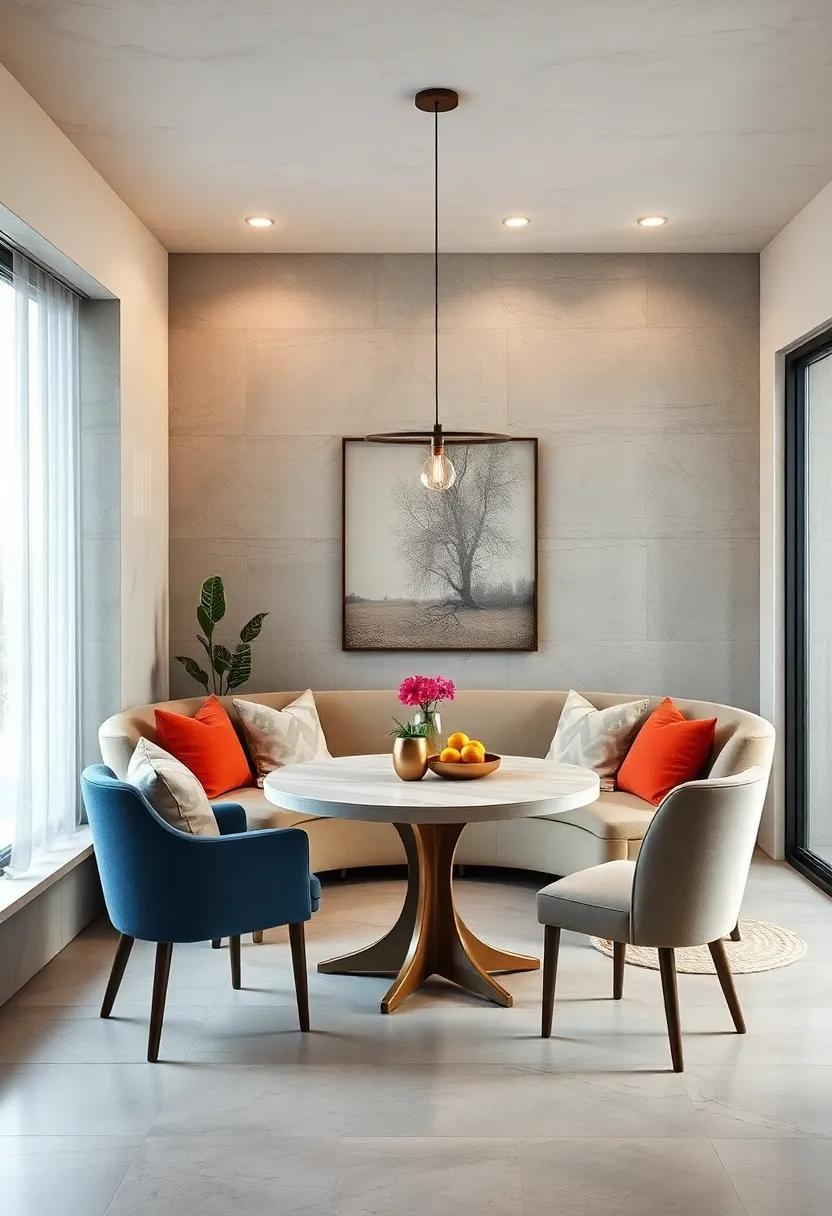 Compact Round Table with Corner Reveal for Cozy Breakfast Nook