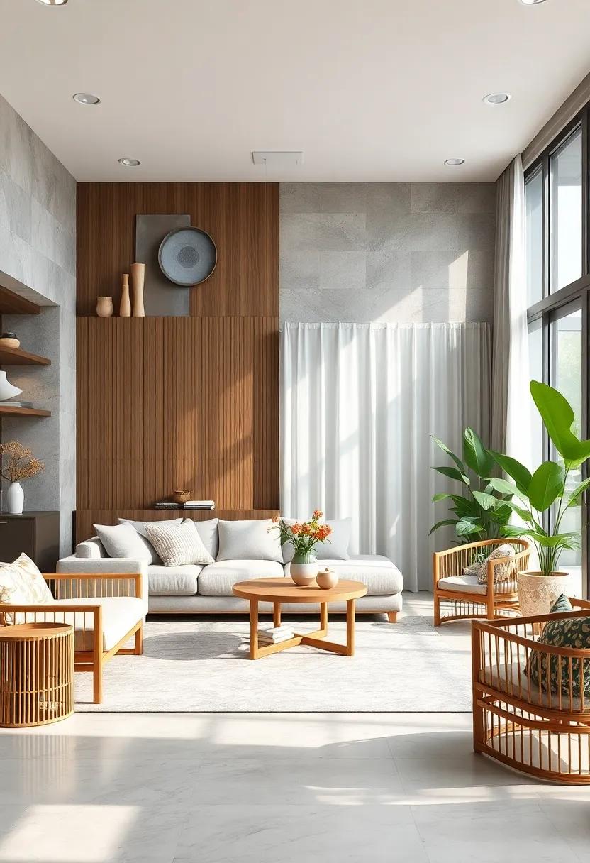 Nature-Inspired Setup with Bamboo Furniture and Greenery Accents