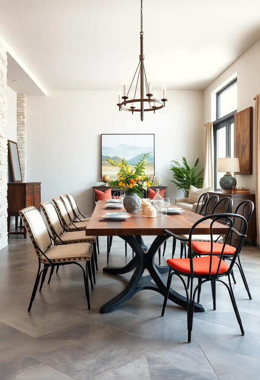 rustic Industrial Mix of Reclaimed Wood and Iron Dining Chairs