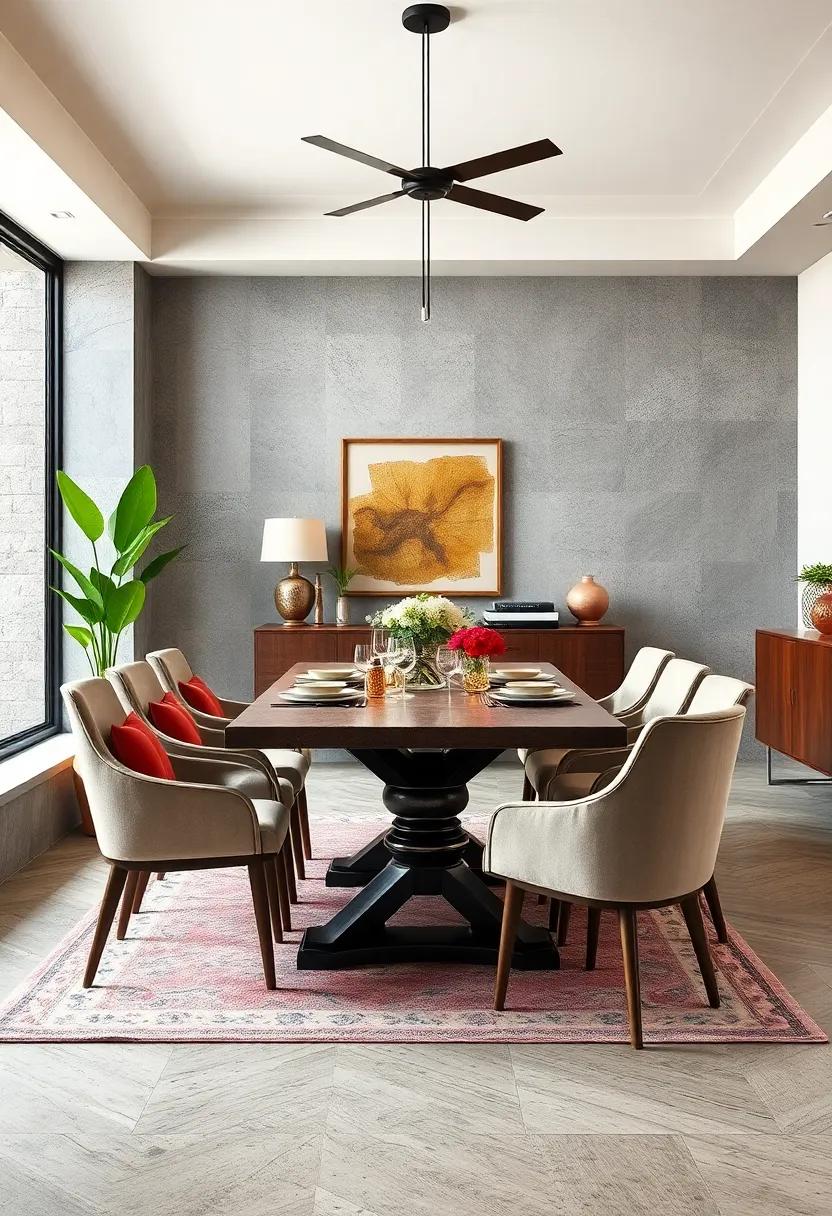 Transitional Style Combining Traditional Table with Contemporary Chairs