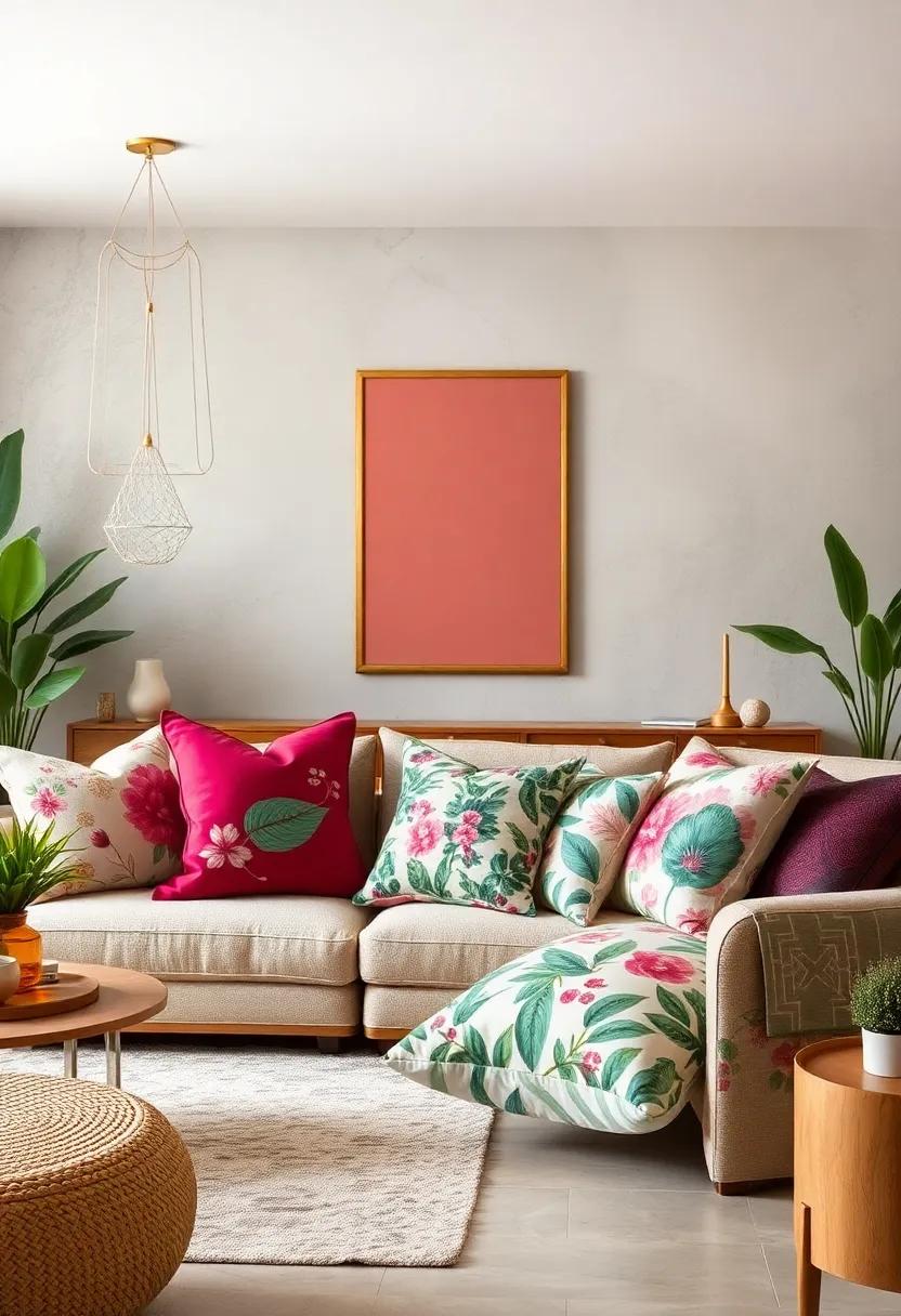 Garden Party: Select floral and leafy print pillows in a variety of sizes and styles to create a blooming indoor oasis