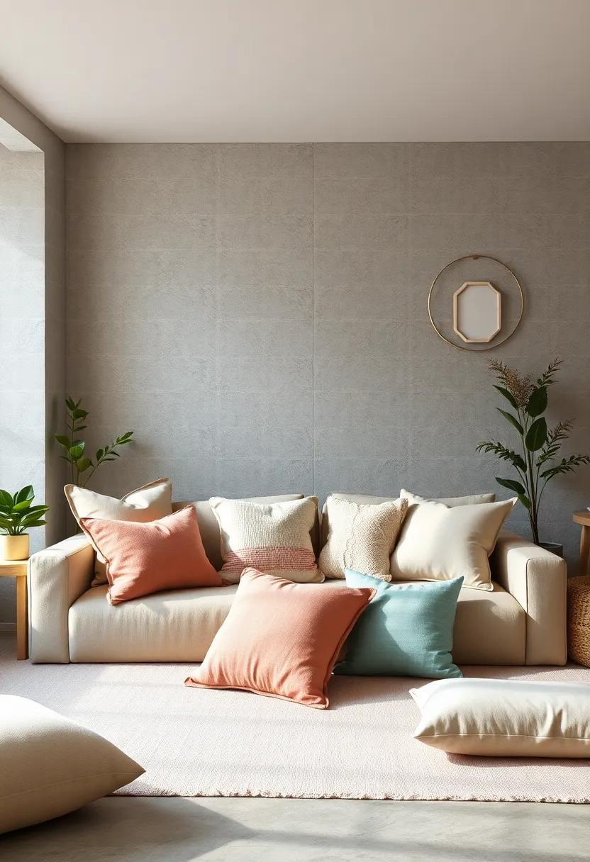 Pastel patchwork: Blend soft pastel pillows in different fabrics and stitches to evoke a dreamy, serene atmosphere