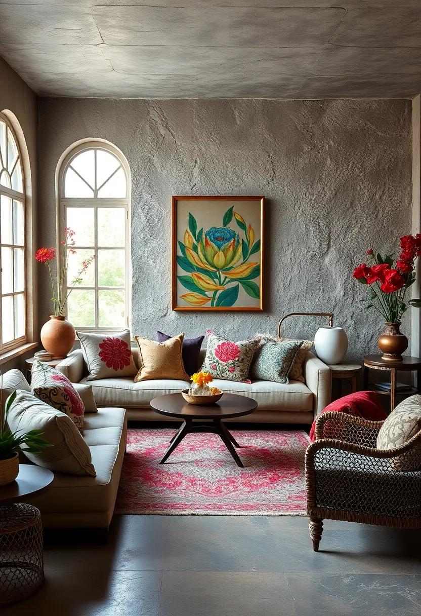 Vintage Eclectic: Use a collection of antique fabrics and embroidered pillows that tell a story and evoke nostalgia