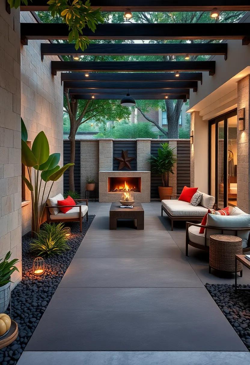 A charcoal pathway⁣ illuminated by bronze path lights guides the way through an enchanting outdoor​ retreat