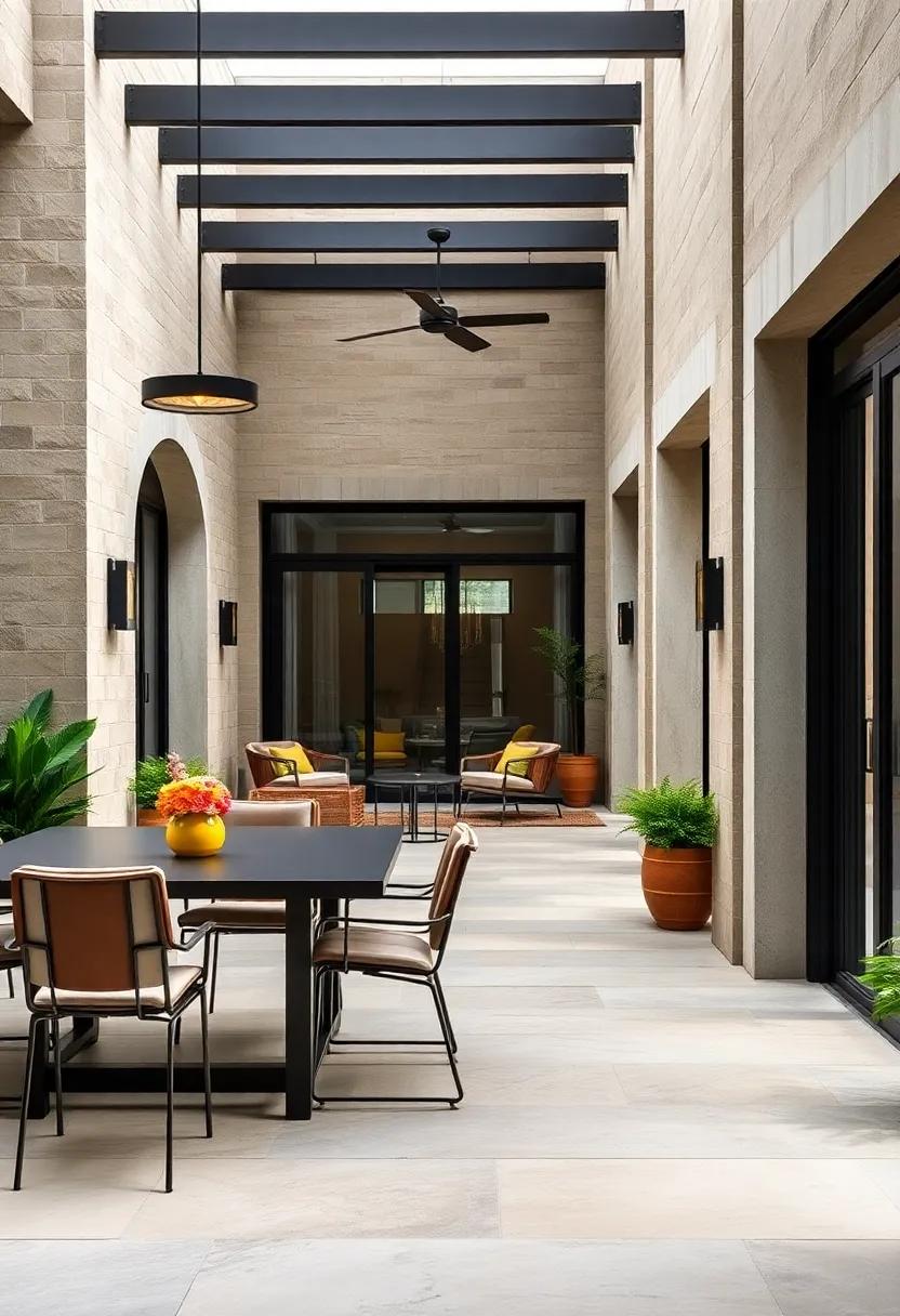 Outdoor dining sets with ⁢charcoal metal frames and bronze ‌chairs‍ combine durability and elegance ​effortlessly