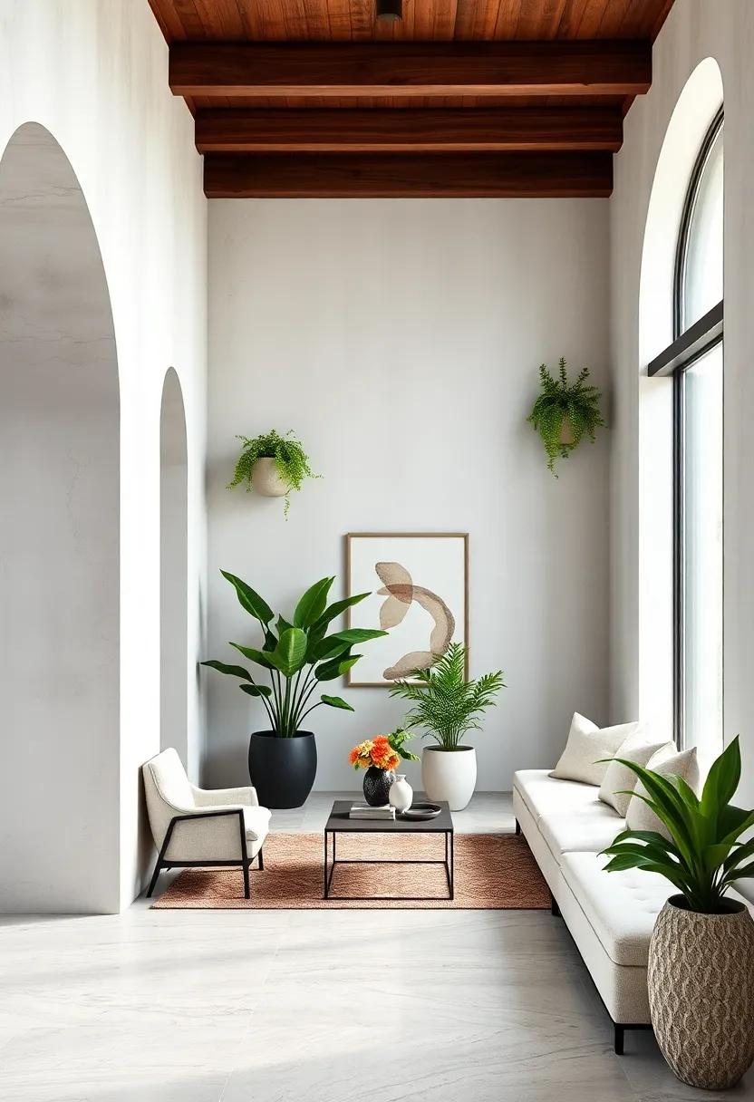 Integrated Planters: Include built-in or wall-mounted planters with low-maintenance greenery to infuse life without distraction