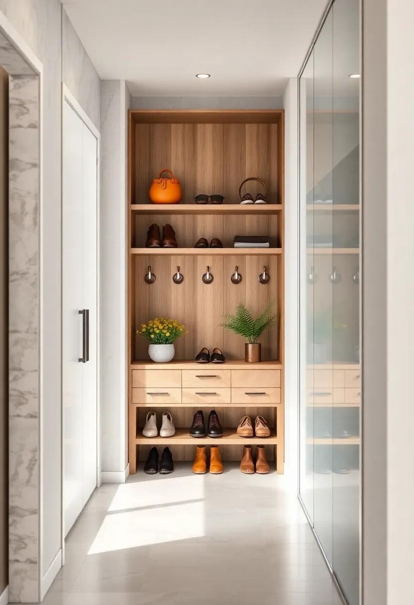 Minimalist Shoe Storage: Choose closed cabinetry or streamlined shelves to keep ⁢footwear organized and out of sight