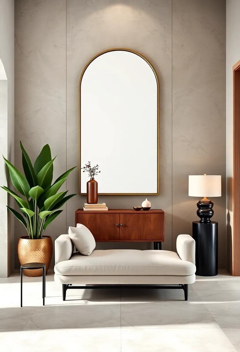 Statement Mirror: Choose a ⁤minimalist yet bold mirror with a thin frame ⁤to reflect⁣ light ‍and add depth without overpowering the space