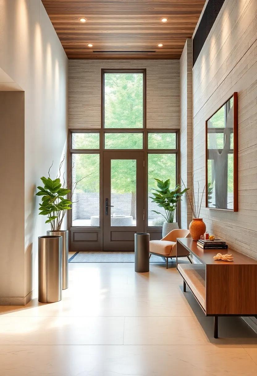 Streamlined Umbrella Stands: Opt for sleek, cylindrical‍ umbrella⁣ stands ​in stainless steel ⁤or⁤ matte finishes