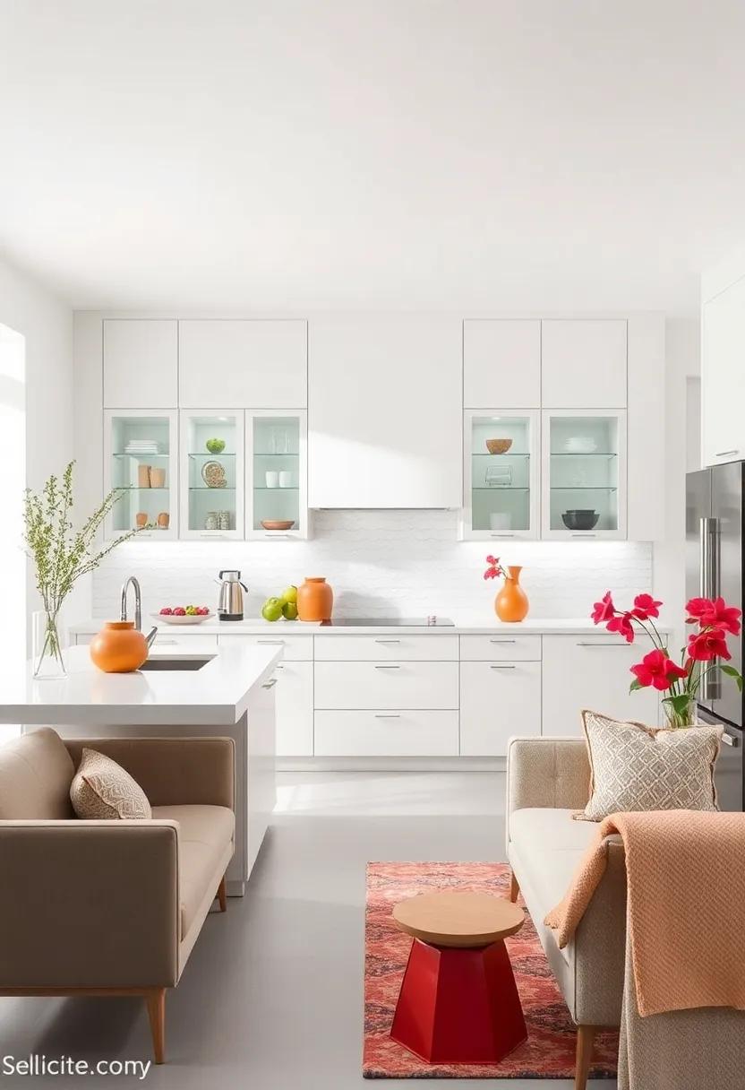 Use Glass-Front Cabinets to Break the Monotony of White Surfaces