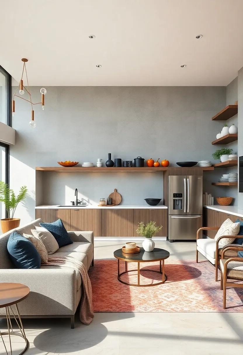 Open Shelving Displays: Showcase modern appliances and sleek cookware on open shelves to add both style and function