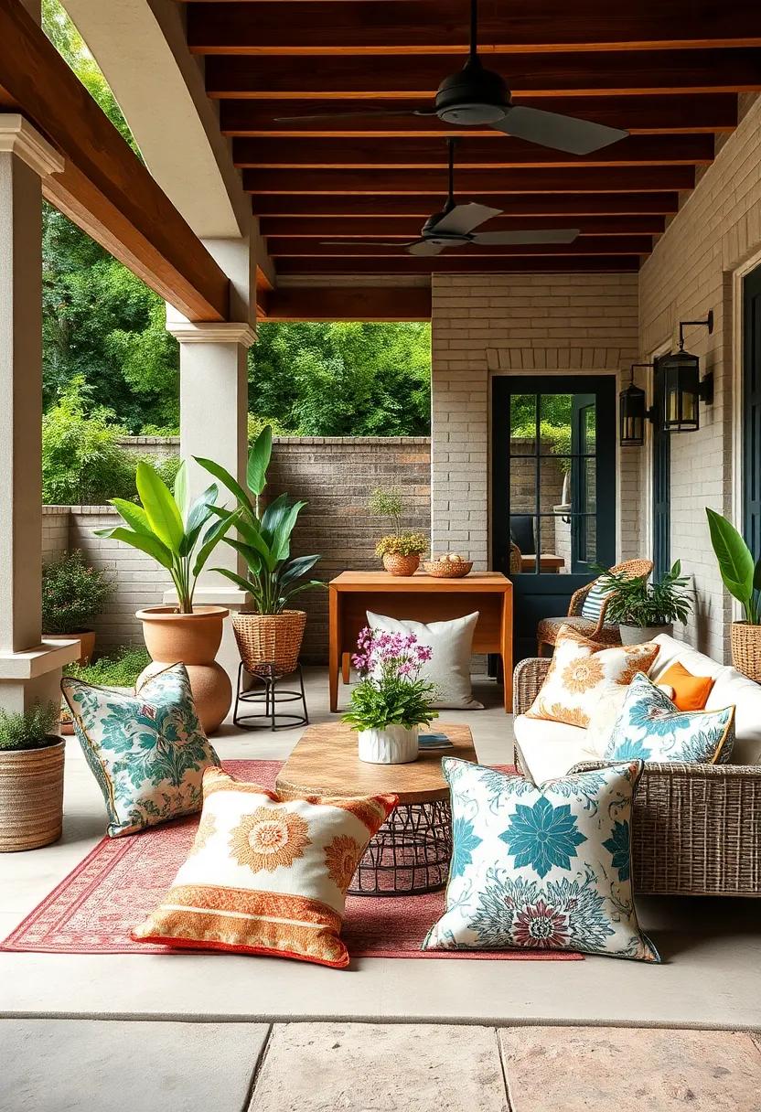 Outdoor Artistry: Feature ​pillows ⁢with artistic⁢ prints ​or hand-painted designs‍ to showcase unique craftsmanship