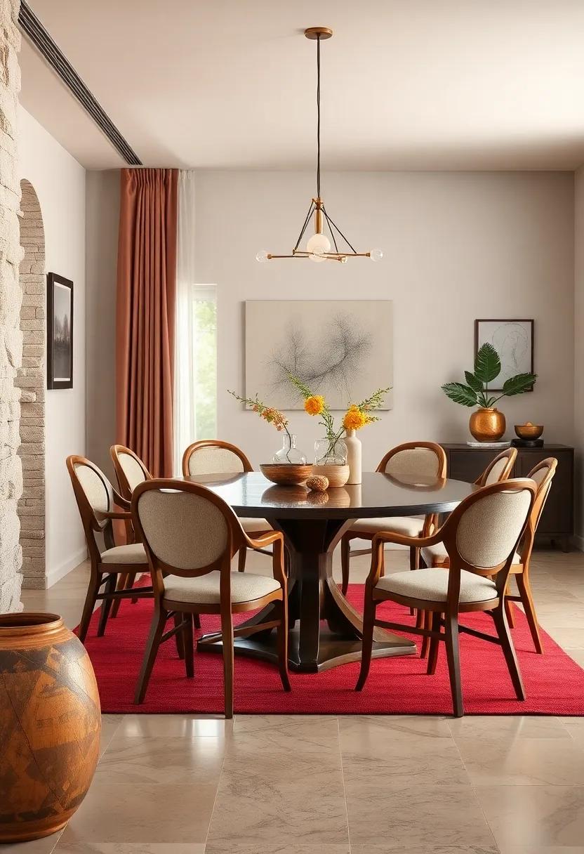 Blend chairs with open-back designs and solid backs to maintain airy balance
