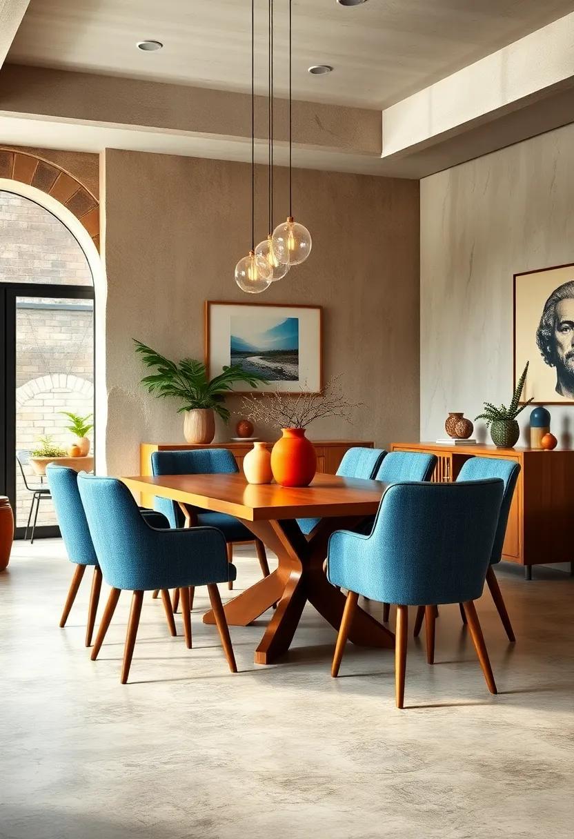 Combine chairs with varying backrest shapes to create visual interest