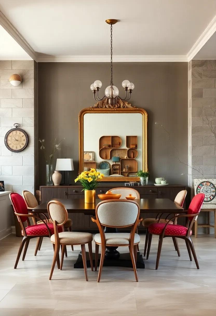 Add brass or gold-accented chairs to introduce a touch of retro glam