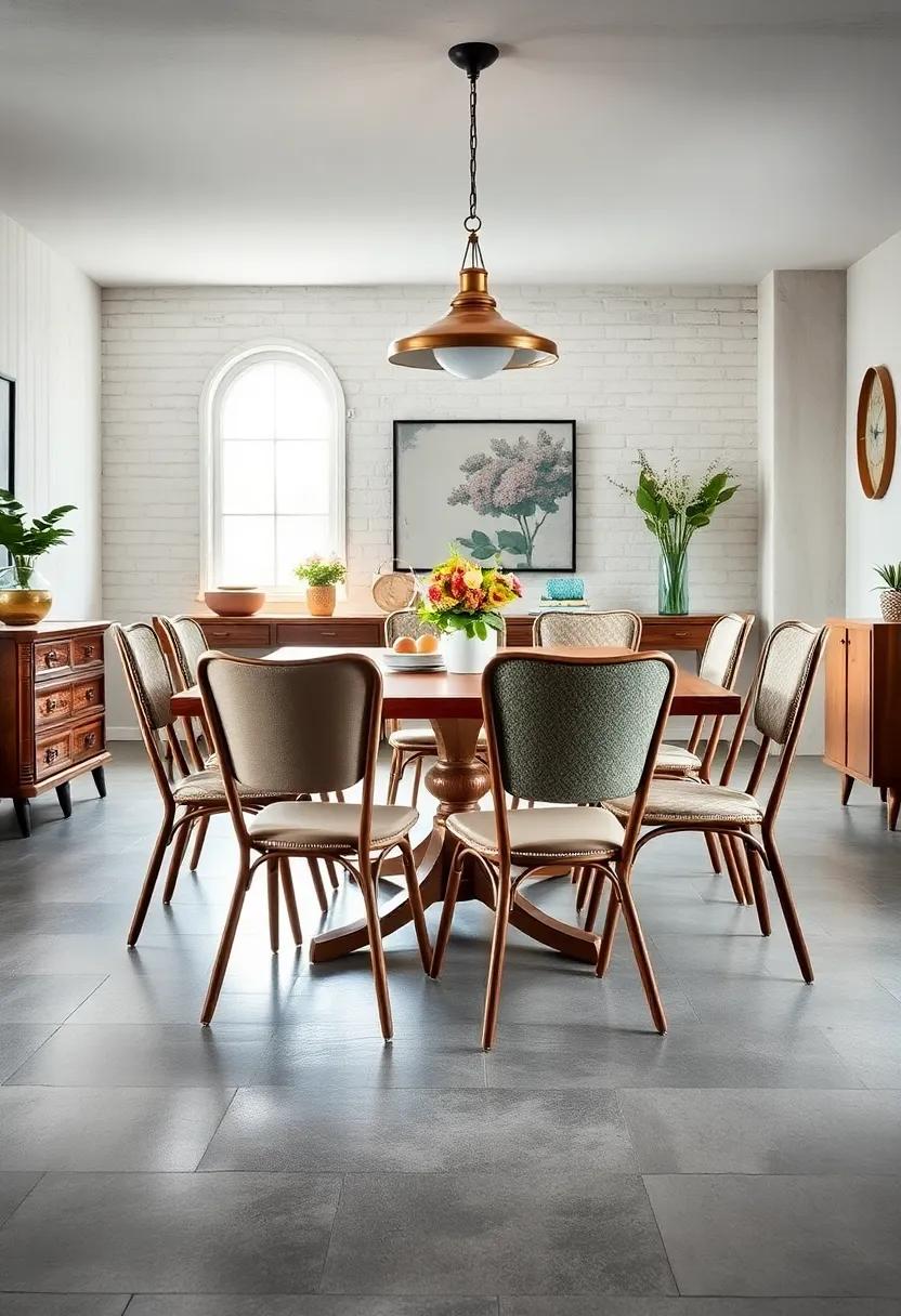 Opt for weathered finishes on all chairs to embrace authentic vintage character