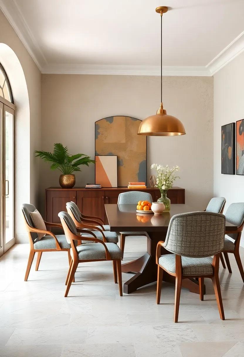 Layer in chairs with unique detailing, such as caning or tufted backs, to deepen texture