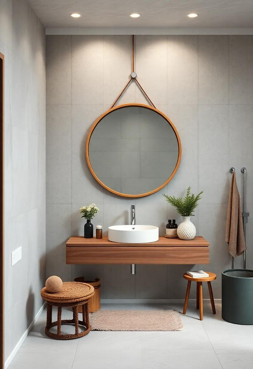 Artistic Flair: Feature a round mirror with an asymmetrical wooden frame to inject personality into a Scandinavian space
