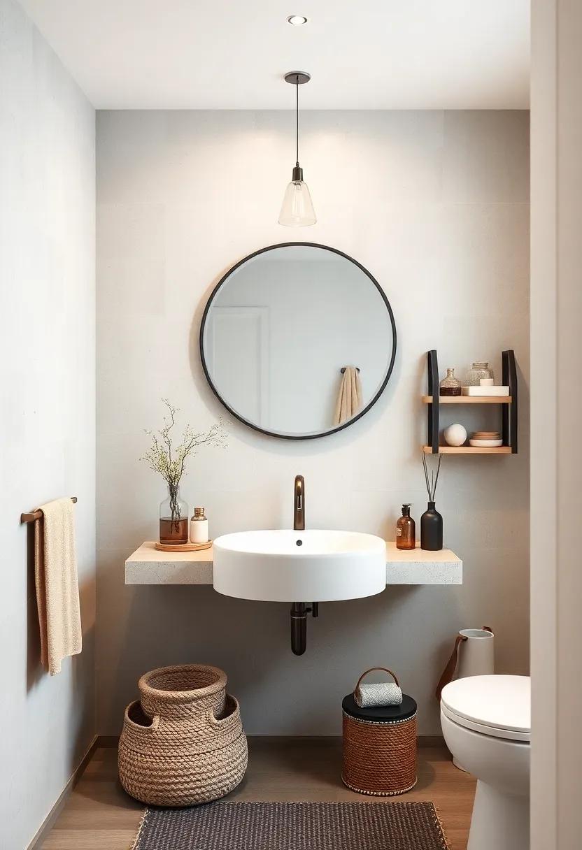 Scandinavian vintage: Select a round mirror with subtle vintage carvings to mix heritage with modern simplicity