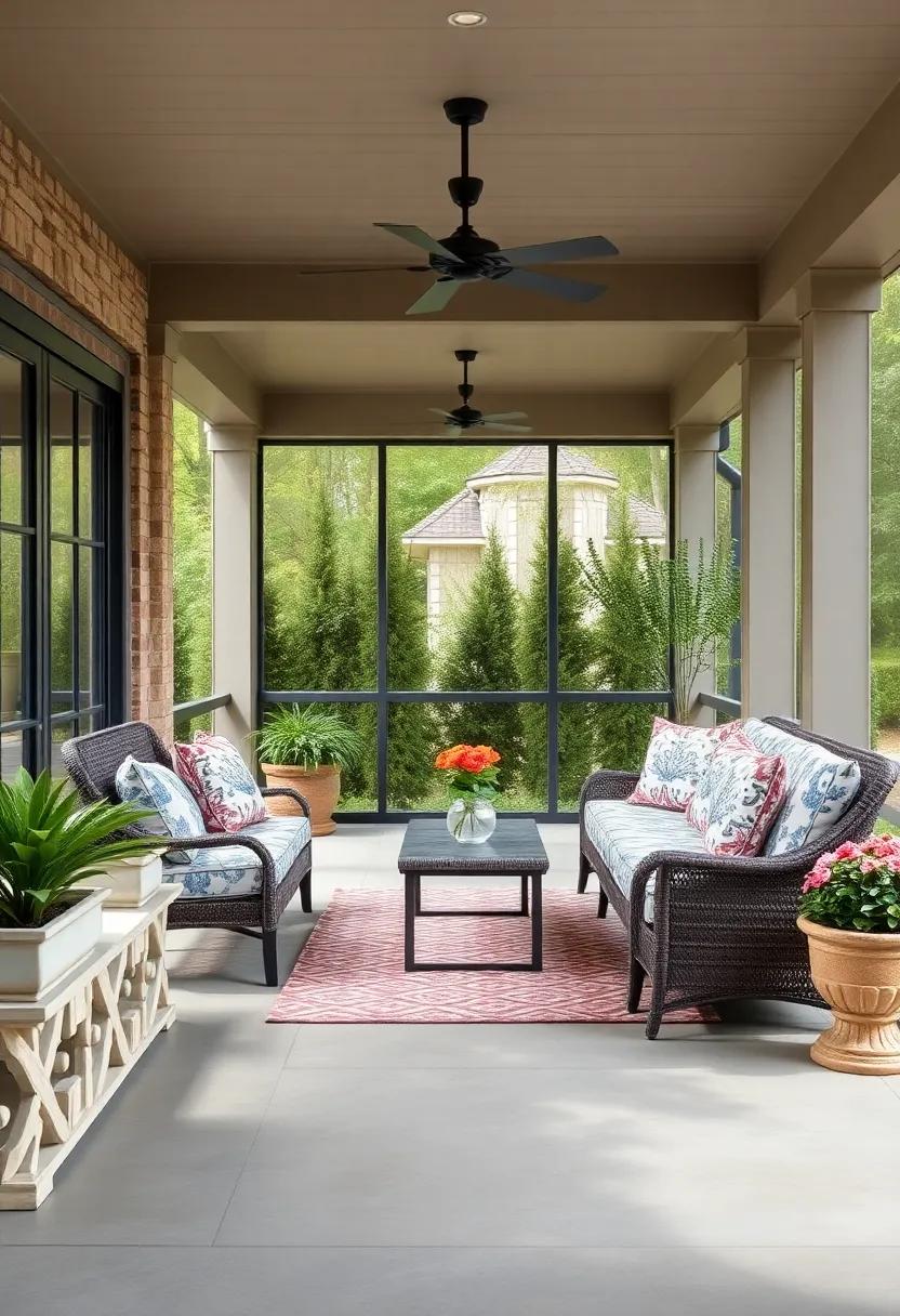 Layer cushions with classic toile designs in soft blues or reds for a touch of elegant countryside charm