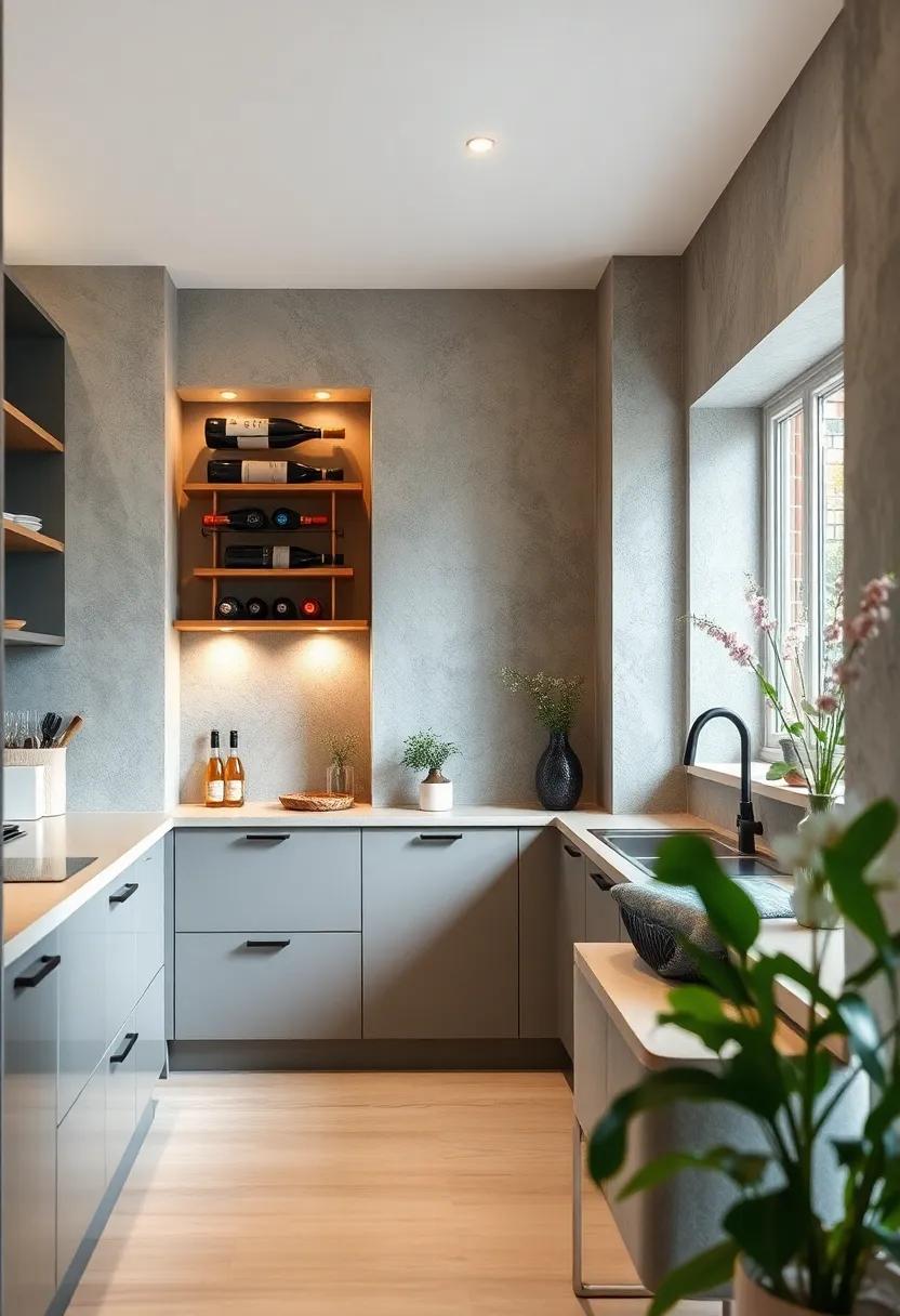 Design a built-in wine rack within an unused wall niche ‌to combine style and function