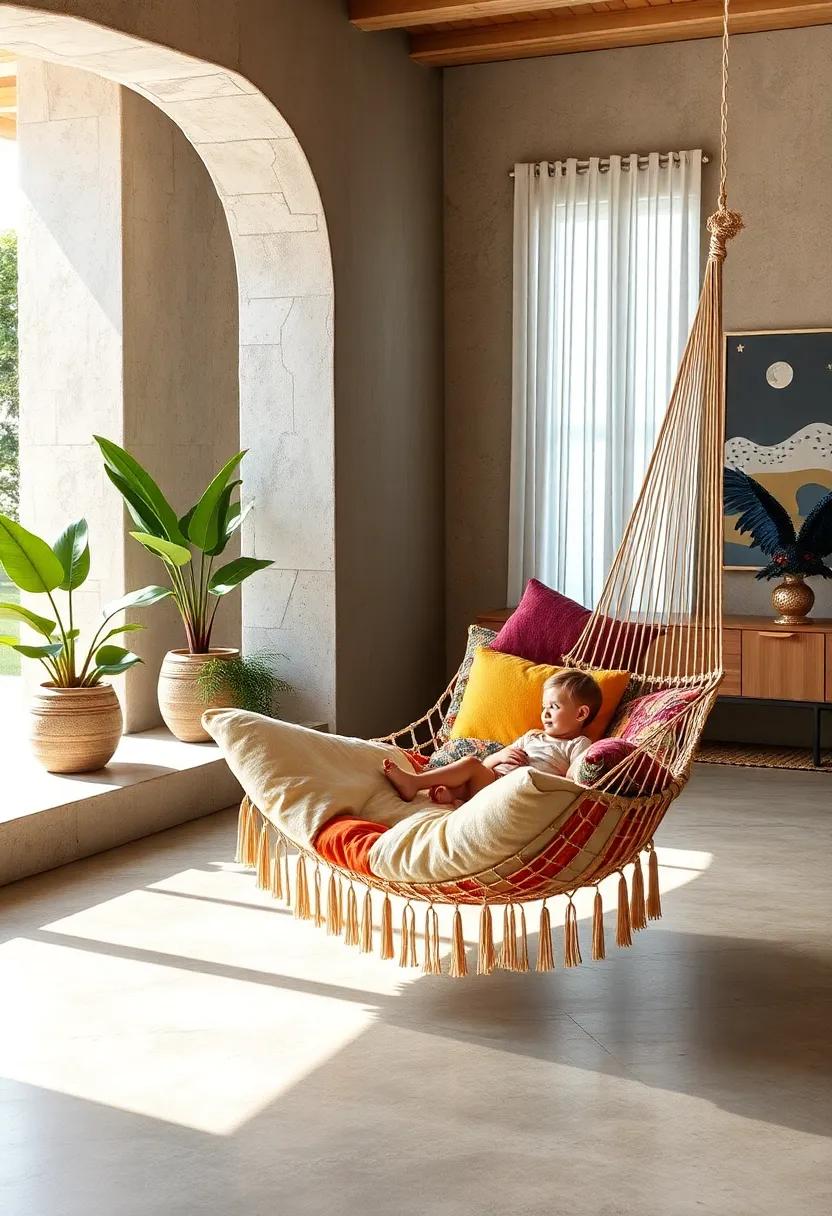 Brazilian hammock cradle for ​children, blending safety with bright,⁤ joyful prints