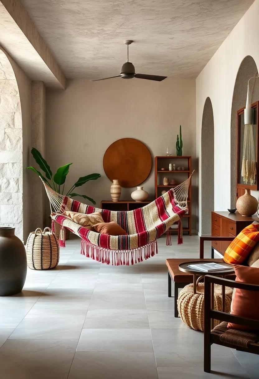 Handmade⁢ wool hammock ‌from ⁤the Argentinian‍ Pampas with bold stripes and fringe