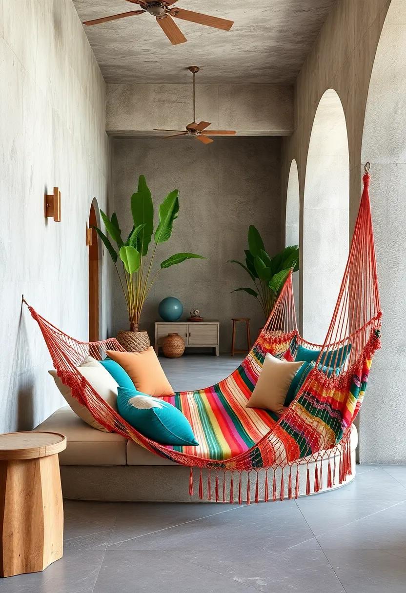 Multi-stripe hammock inspired by Brazilian carnival⁣ colors, ‌perfect ⁤for lively gatherings