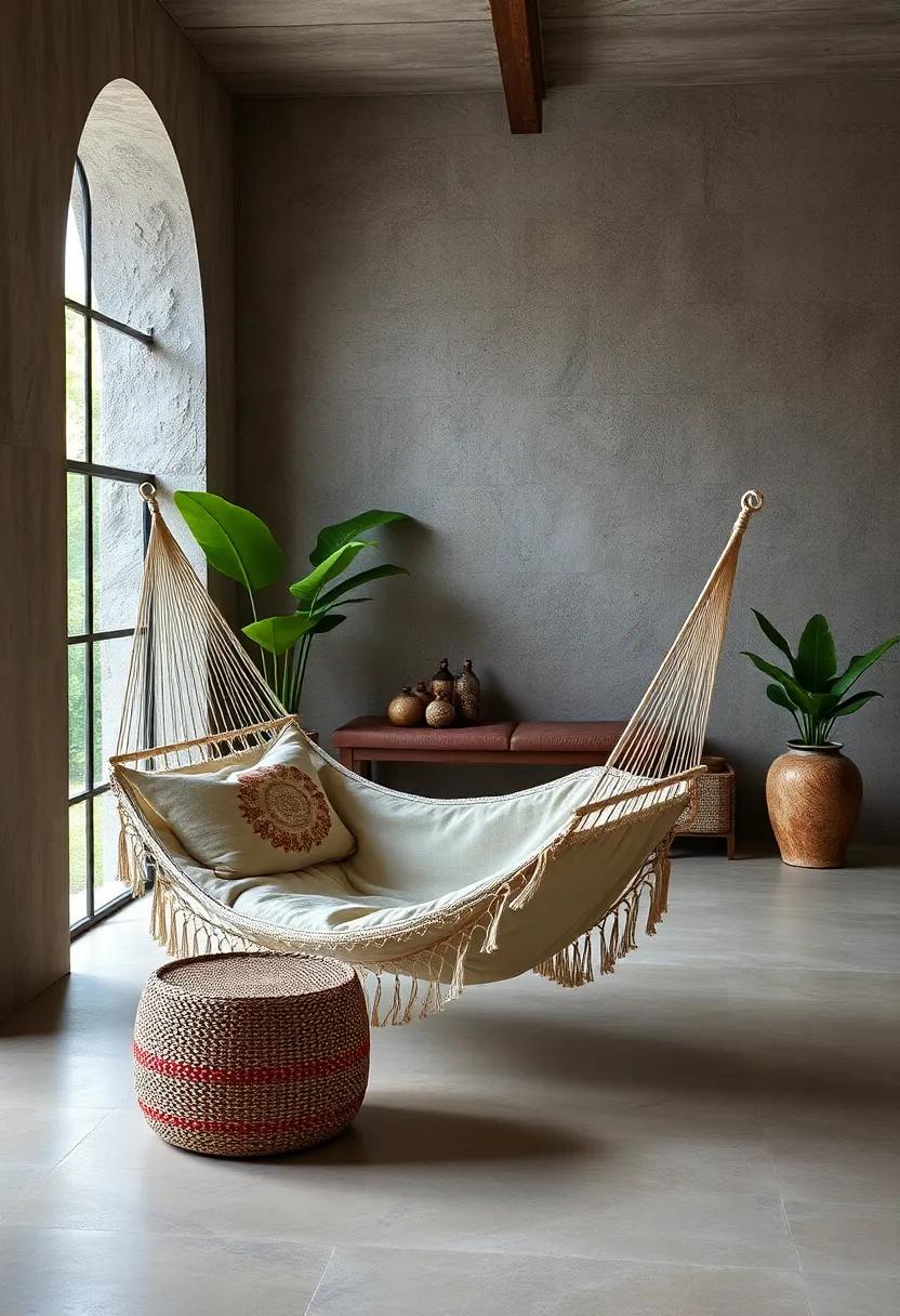 Natural cotton hammock‌ with ​hand-painted motifs inspired ⁤by amazonian flora and fauna