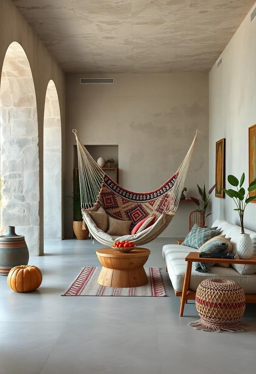 Peruvian-inspired alpaca wool hammock featuring ⁣traditional geometric motifs ‌and earthy tones
