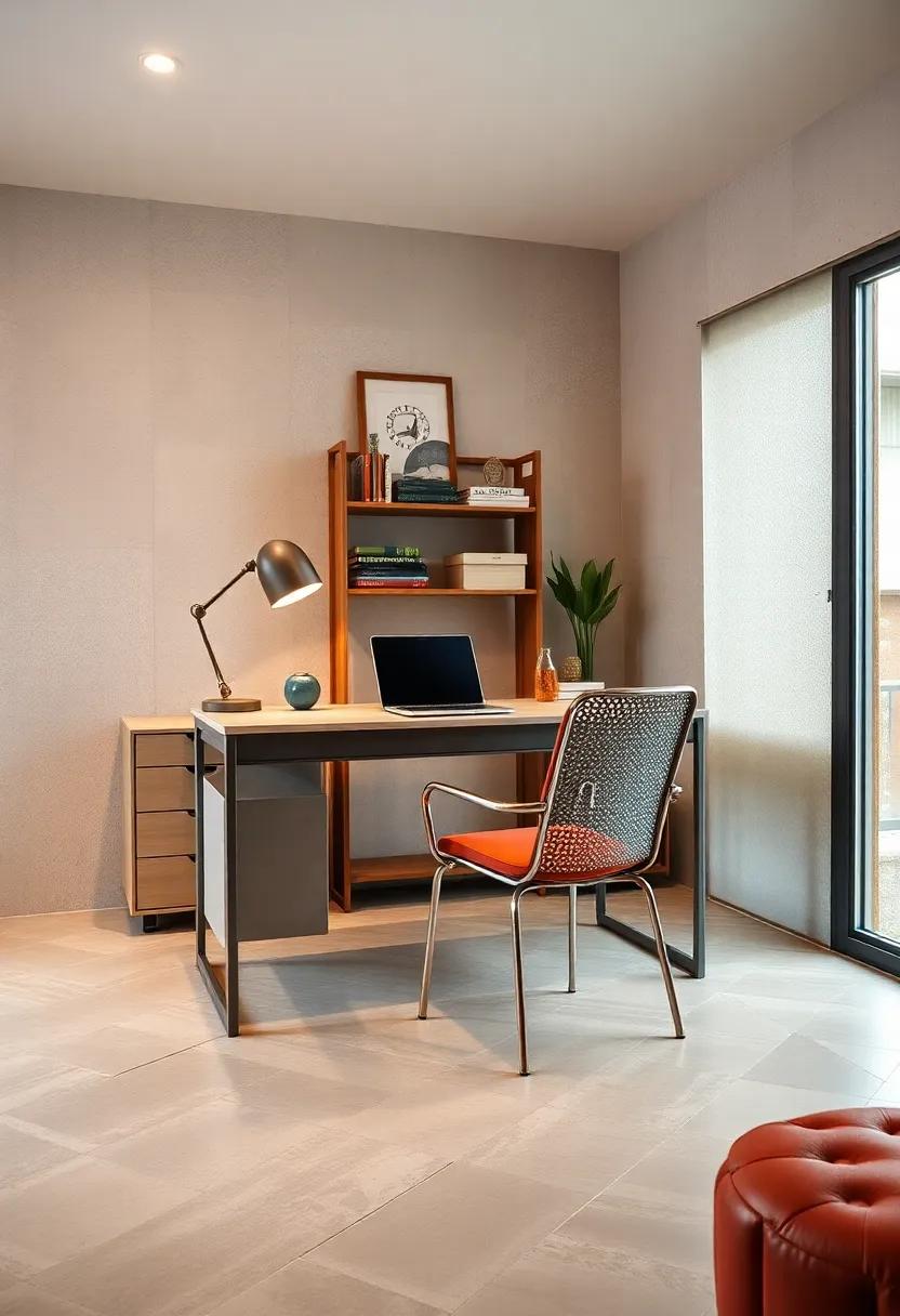 Opt⁤ for⁢ a rounded-edge ‍Danish modern desk‍ complemented by an ​Eames-style molded‍ plastic chair for a minimalist yet ⁤timeless workspace