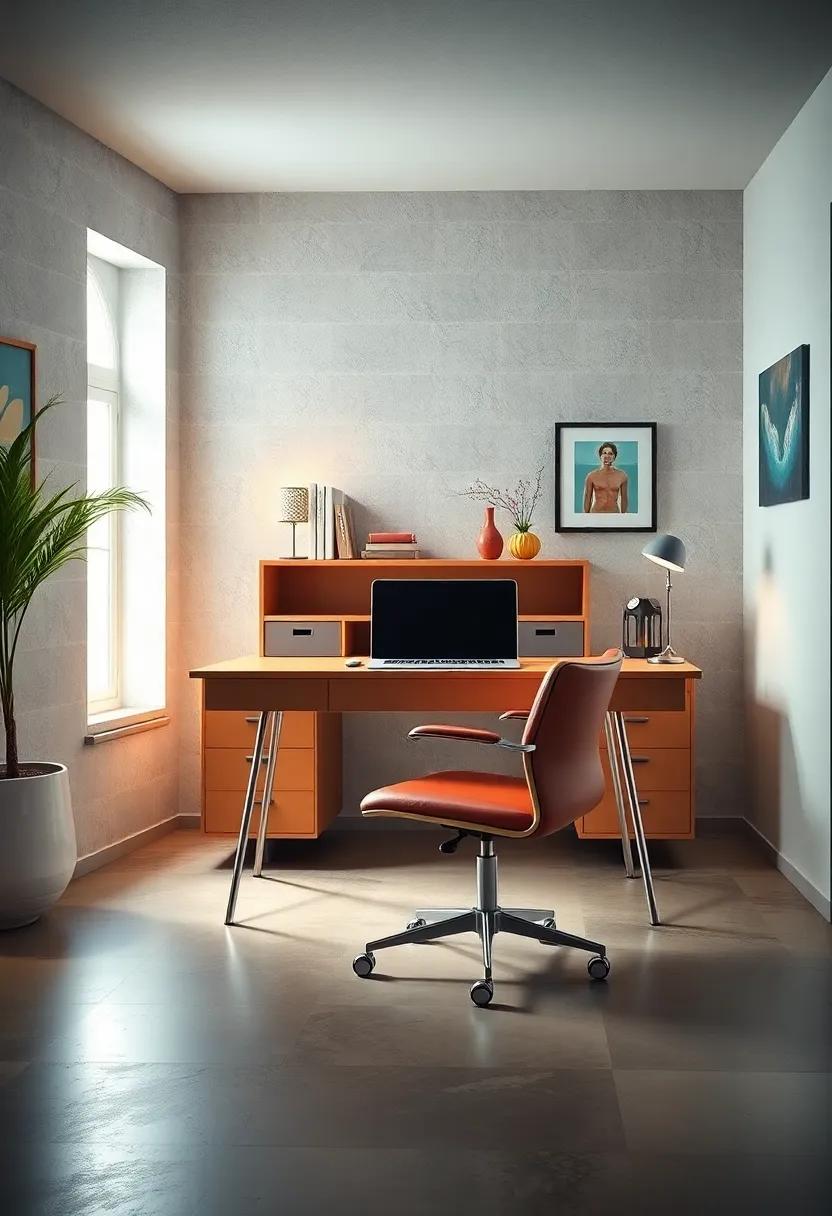 Use⁤ a 1950s chrome ‌and ‌vinyl desk set with a​ matching swivel chair ⁤to capture‌ the playful energy‌ of post-war American⁤ design