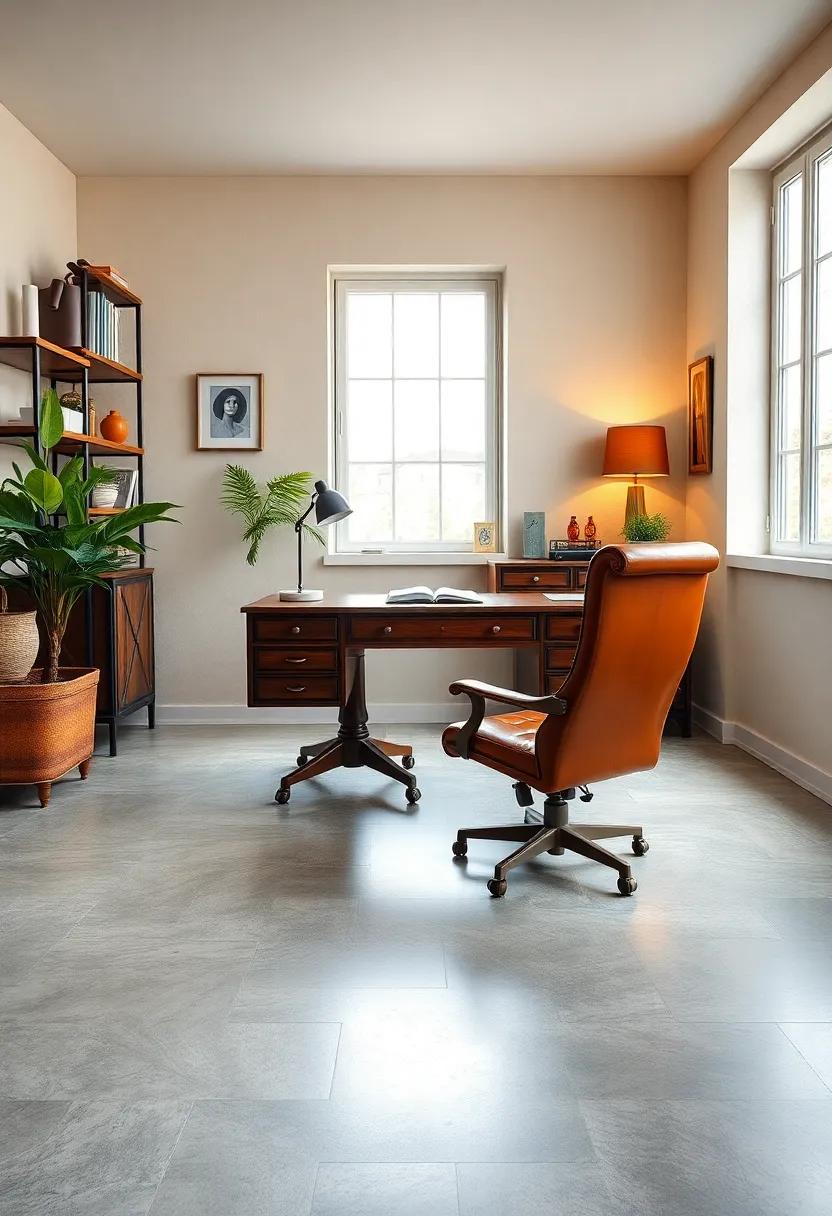 Use a traditional pedestal desk with turned legs, complemented by a‍ classic ‍leather​ wingback ​chair​ for timeless‌ executive elegance