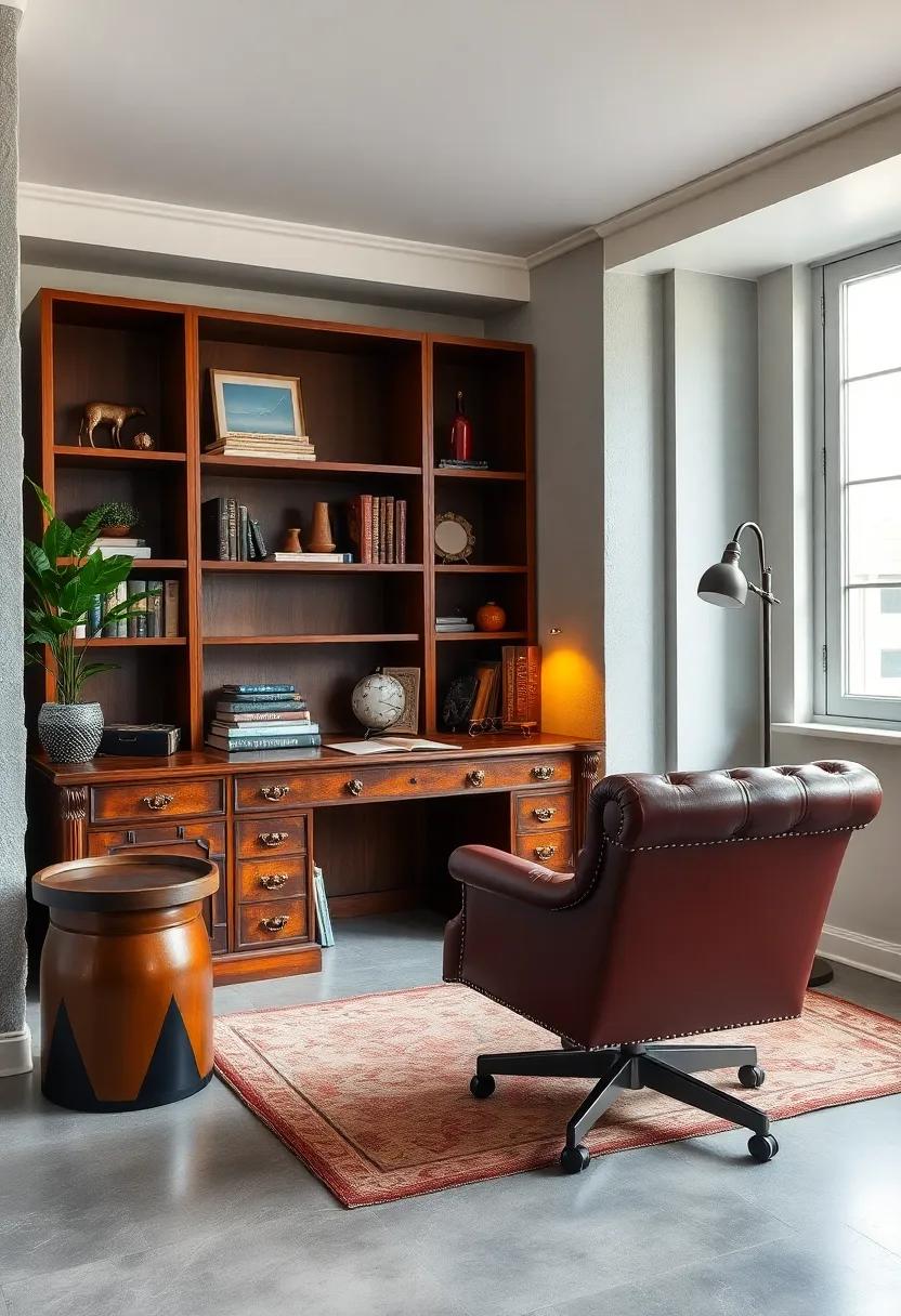 Use a roll-top secretary desk ⁢alongside⁣ a tufted ‌leather club chair to evoke the sophistication⁤ of ‍early 20th-century studies