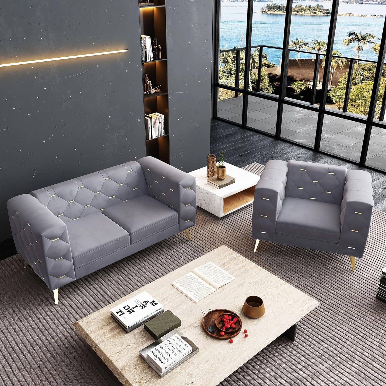 Mid-Century Modern Velvet Sofa Set: Style Meets Durability